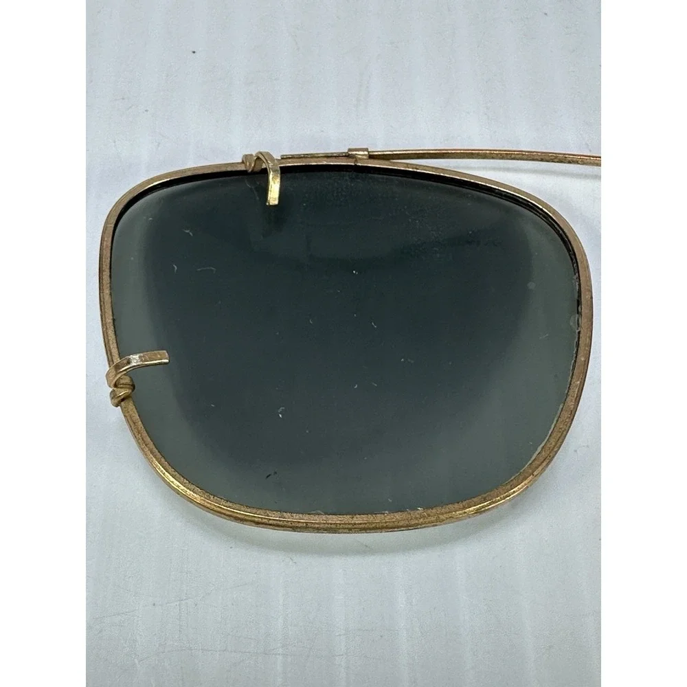 Vintage Polaroid‎ Extra Large Clip-On Sunglasses Gold Wire & Gray Lens